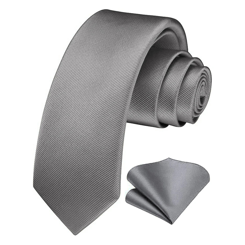 Herren Seidenkrawatten-Set – 6 cm Schmale Krawatte mit Passendem Einstecktuch | Elegantes Geschenk für Hochzeit, Business & Formelle Anlässe