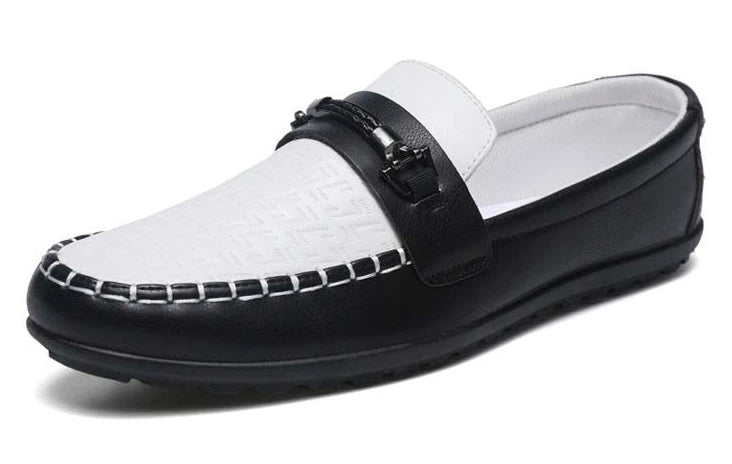 Herren Leder-Loafer – Klassische Runde Mokassins | Flache Slip-On Freizeitschuhe aus Weichem PU-Leder für Büro & Alltag Kaufschwan®