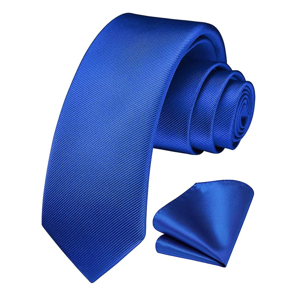 Herren Seidenkrawatten-Set – 6 cm Schmale Krawatte mit Passendem Einstecktuch | Elegantes Geschenk für Hochzeit, Business & Formelle Anlässe