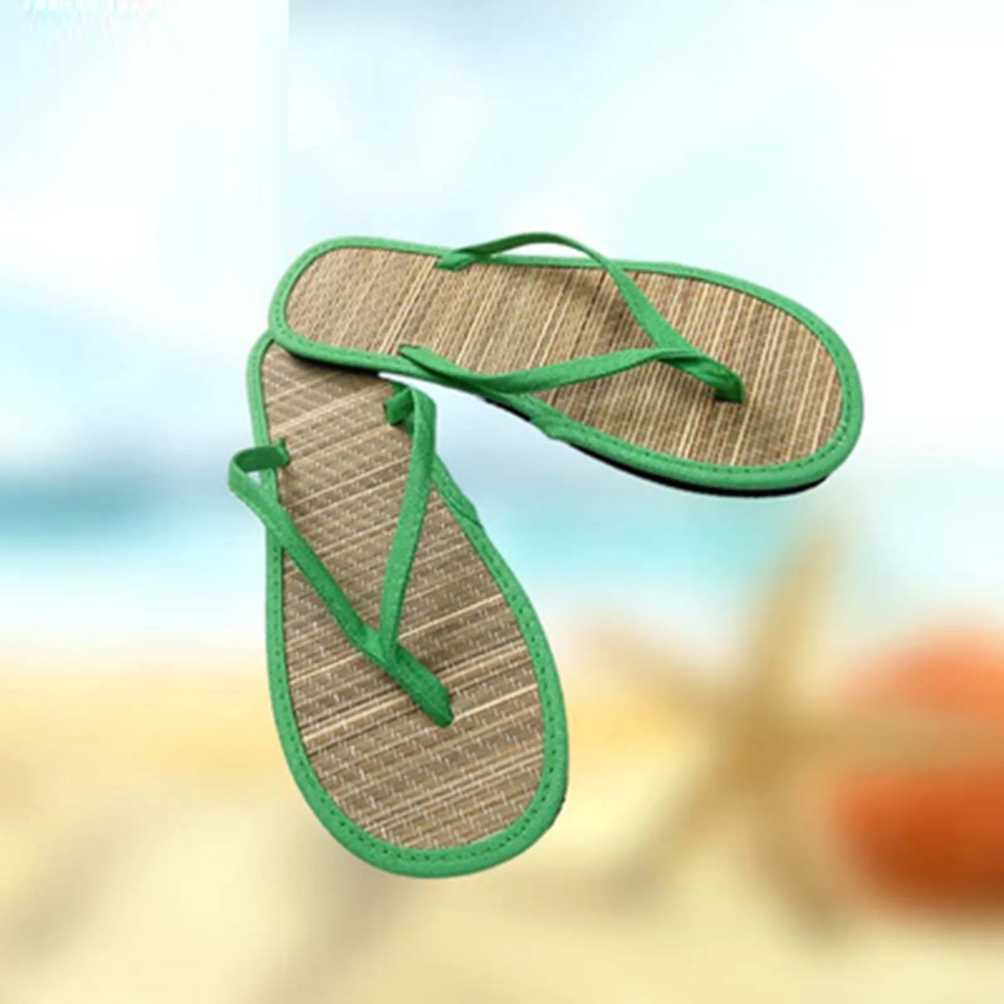 Damen Flache Flip-Flops | Bequeme Rutschfeste Bambus-Rattan Sandalen | Hausschuhe für Bad & Alltag Kaufschwan®