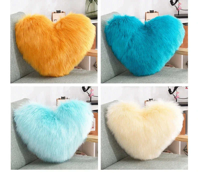 Leichtes Herzförmiges Flauschiges Sofa-Kissen | PP Baumwoll Plüschkissen | Lebendige Wohnzimmerdekoration Kaufschwan®