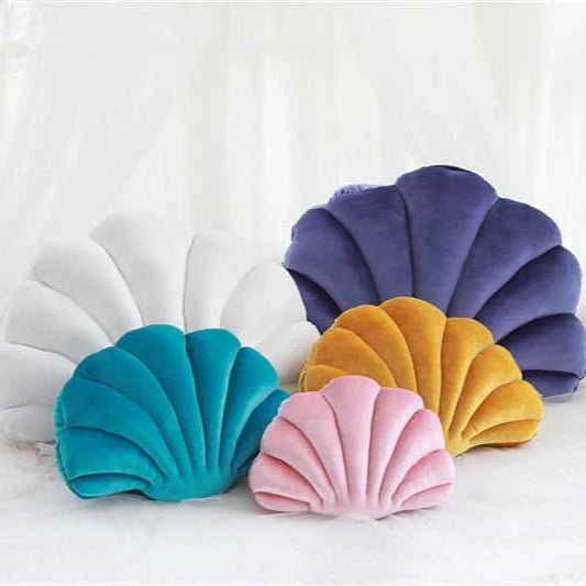 Velours Kissen mit Füllung für Wohnkultur | Sofa Kissen mit Muschel Design | Geschenk | 32x25cm Kaufschwan®