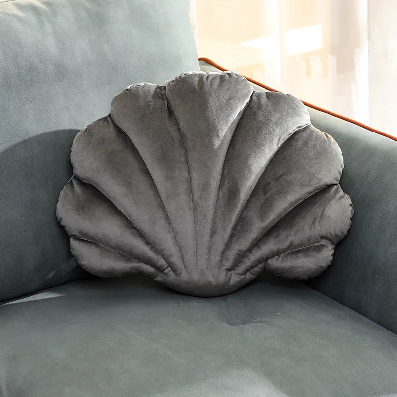 Velours Kissen mit Füllung für Wohnkultur | Sofa Kissen mit Muschel Design | Geschenk | 32x25cm Kaufschwan®