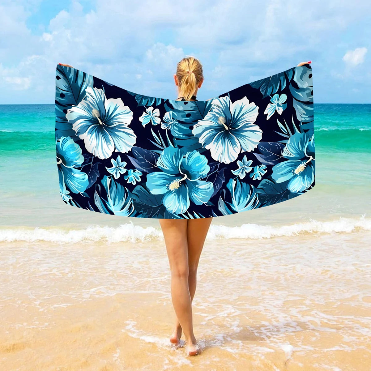 Tropisches Blumen Strandtuch – Schnell Trocknendes & Saugfähiges Mikrofaser Handtuch | Leichtes Reisehandtuch für Sport, Yoga, Schwimmen & Camping