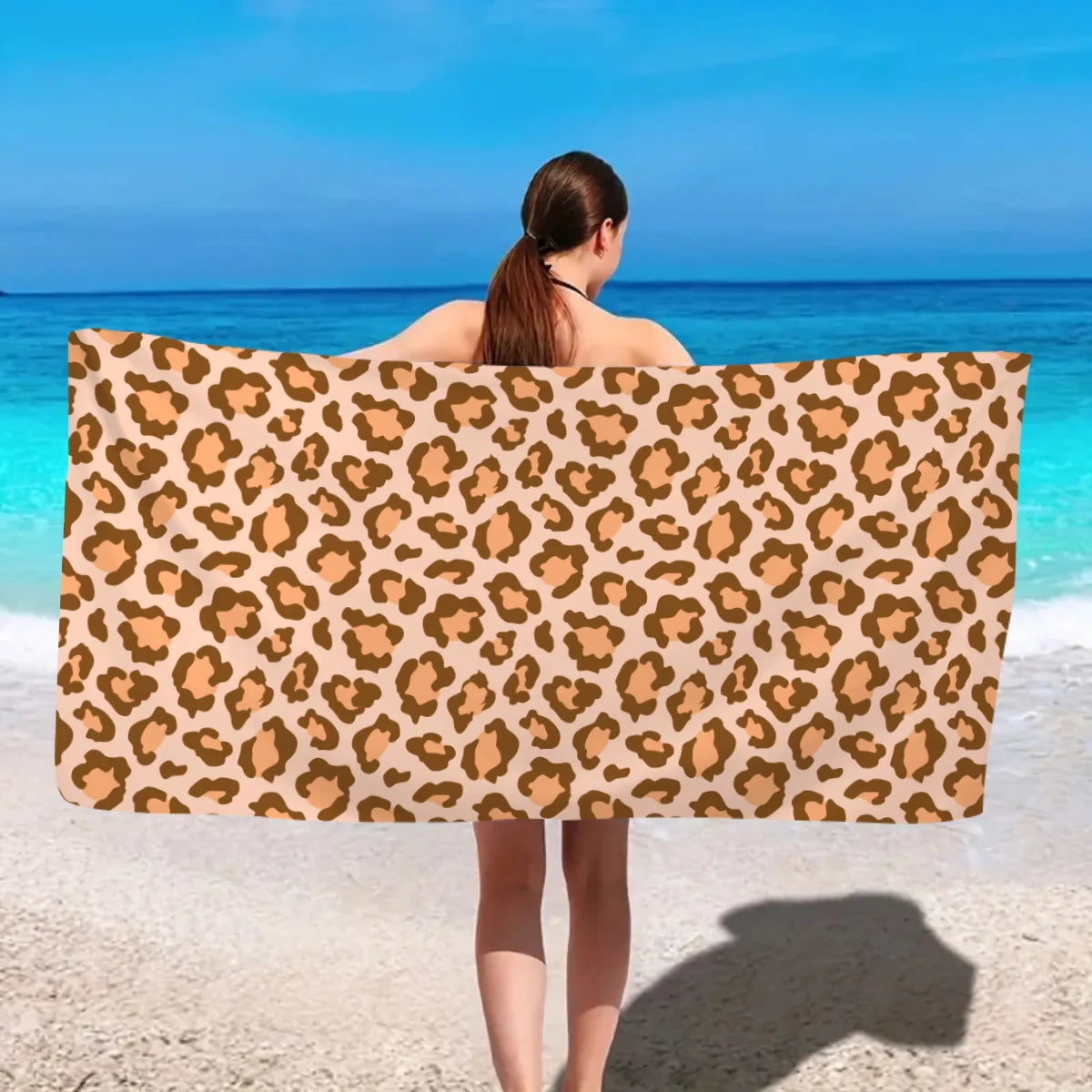 Modisches Strandtuch mit Leopardenmuster – Schnell Trocknend & Saugfähig | Multifunktionales Mikrofaser Handtuch für Sport, Schwimmen & Yoga