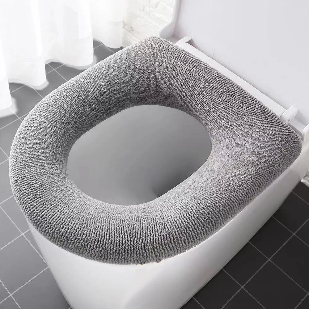Universaler Toilettensitzbezug – Weiche Warme WC-Sitzauflage | Kürbis-Muster Badezimmer-Toilettenpolster Kaufschwan® Dunkelgrau