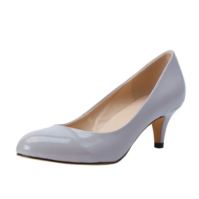 Damen Lackleder-Business-Pumps – Spitzes Design & 5 cm Absatz | Elegante Schuhe für Büro, Business & Formelle Anlässe Kaufschwan® Grau 35