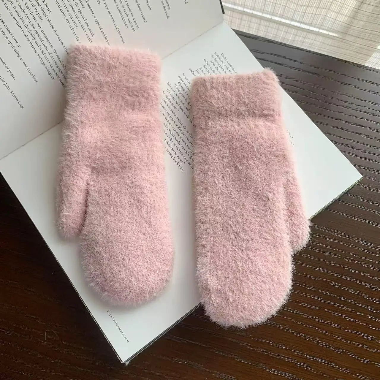 Neue Damen Winterhandschuhe – Verdickte Strickhandschuhe mit Plüschfutter | Kältefeste Vollfinger Handschuhe für Herbst & Winter Kaufschwan® Rosa Einheitsgröße