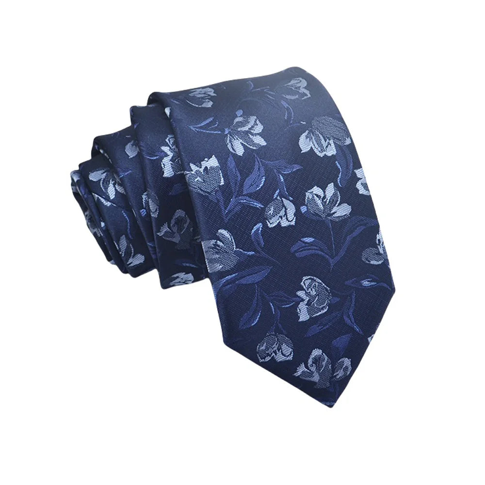 Herren Jacquard-Krawatte 8 cm – Hochwertige Krawatte mit Punkt- & Blumenmuster | Elegantes Accessoire für Business, Büro & Hochzeit Kaufschwan® Königsblau mit Blumenmuster