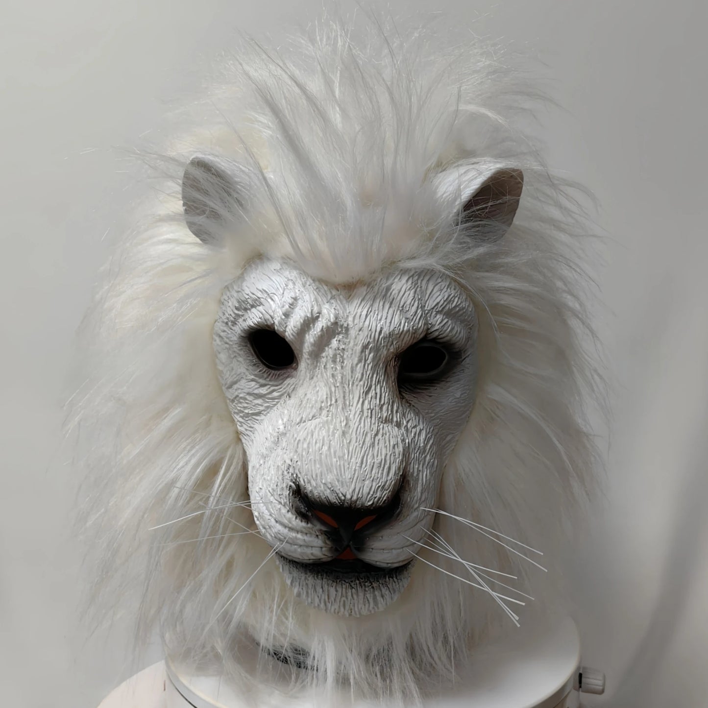 Realistische Löwenkopf Maske – Vollkopf Latex Tiermaske mit Mähne für Halloween, Kostümparty, Cosplay, Karneval & Dschungel Events Kaufschwan® Weiß