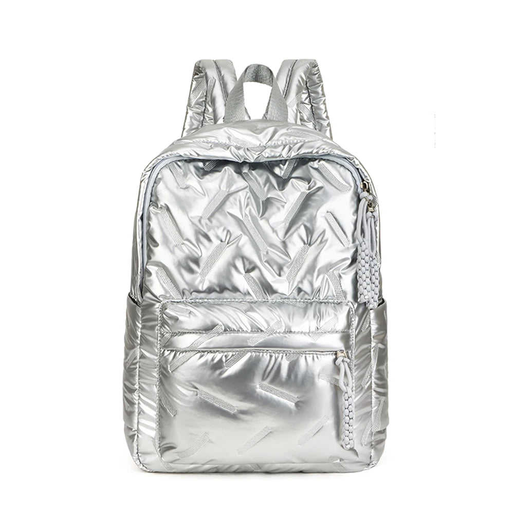 Knitter-Optik Rucksack für Damen | Großraum Studenten- & Reisetasche | Freizeit Laptop-Rucksack für Schule & Pendeln Kaufschwan® Silber