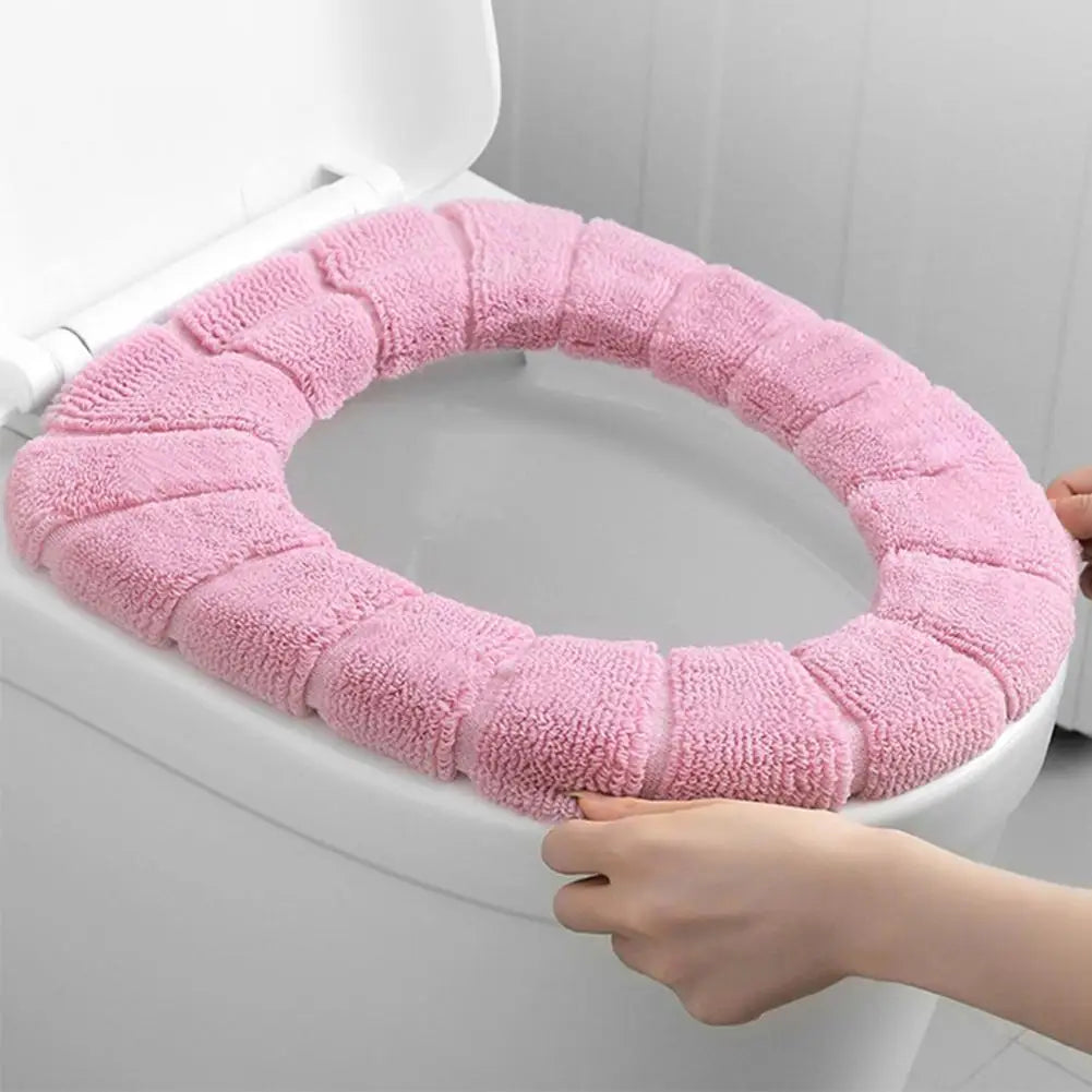 Warme WC-Sitzauflage – Strick-Toilettensitzbezug für Winter | Weiche O-förmige Waschbare Toilettenauflage in Einfarbigem Design (1 Stück) Kaufschwan®