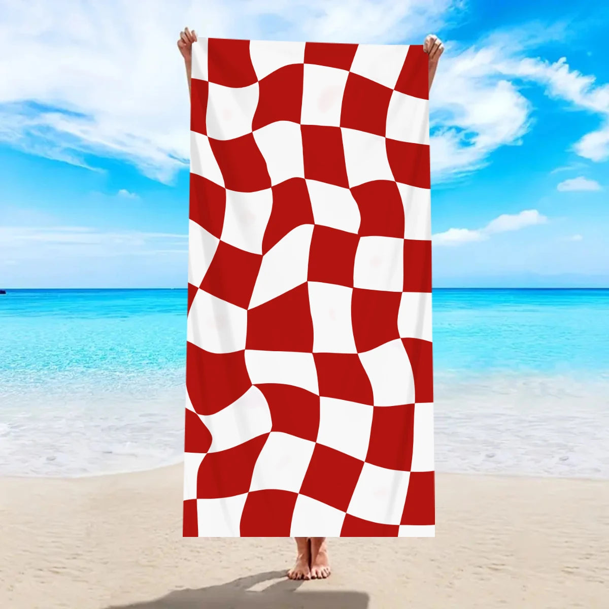 Modisches Kariertes Strandtuch – Schnell Trocknend & Saugfähig | Großes Mikrofaser Handtuch in Mehreren Farben für Strand & Reisen