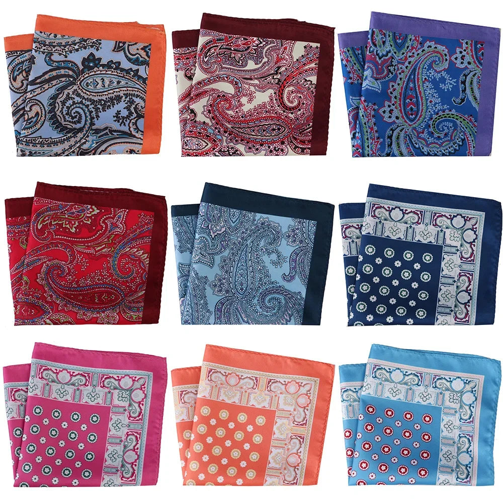 Großes 30×30CM Herren Einstecktuch – Mehrfarbig Bedruckt mit Blumen-, Paisley-, Hahnentritt- & Geometrischem Muster Kaufschwan®
