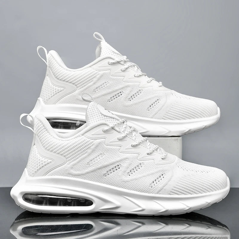 Herren Laufschuhe – Modische Trainingssneaker mit Dämpfung | Atmungsaktive Mesh Sportschuhe für Laufen, Gehen & Rennen Kaufschwan® Weiß 39