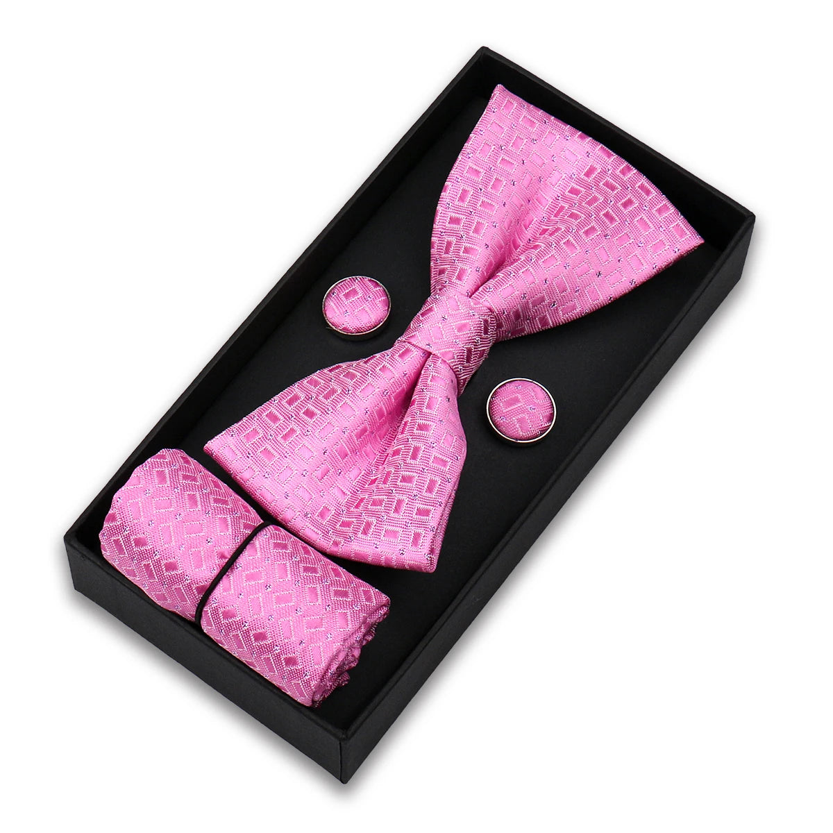 Herren Fliegen-Set – 3-teiliges Geschenkset mit Fliege, Einstecktuch & Manschettenknöpfen | Elegantes Rotes Accessoire für Business & Hochzeit