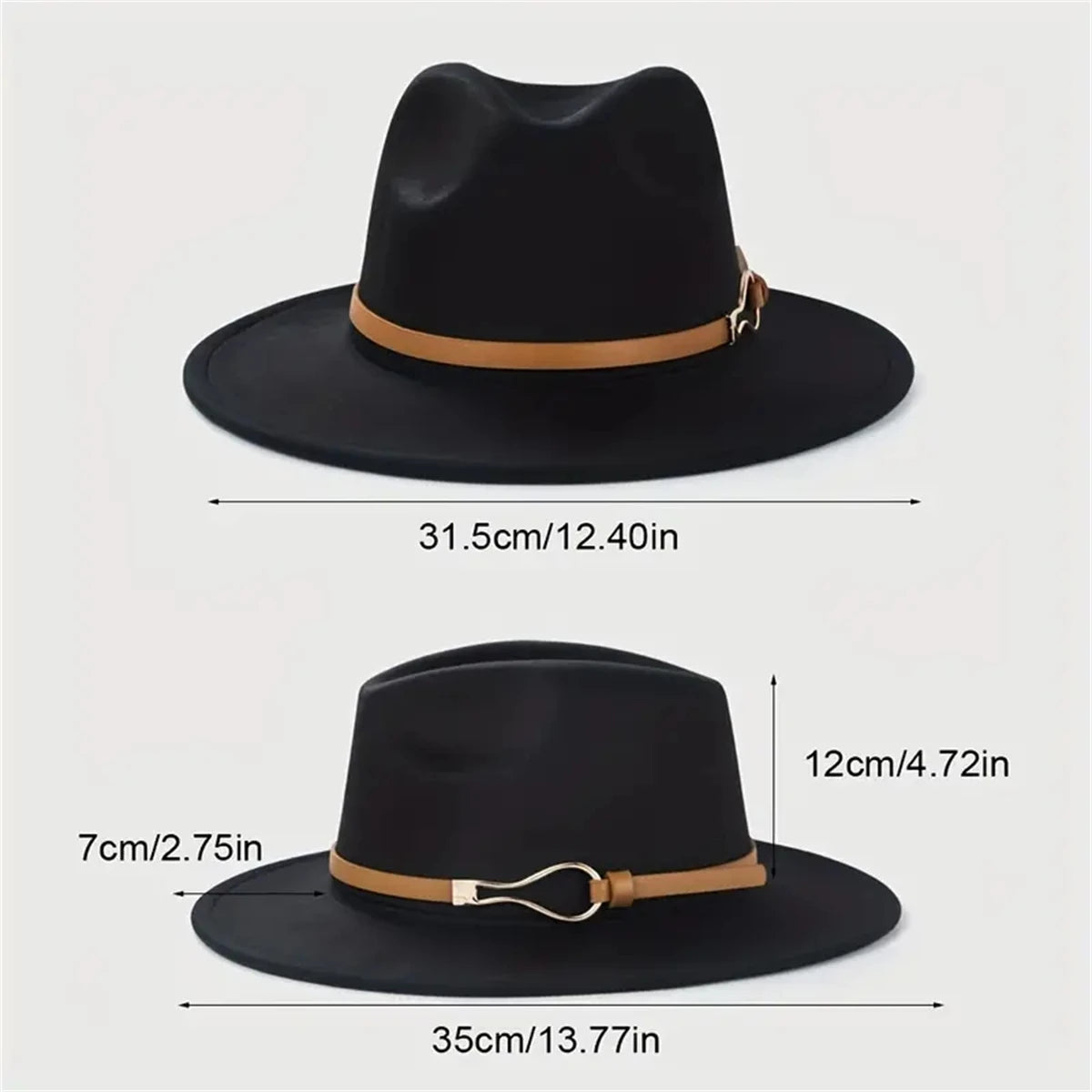 Damen Western Cowboy Hut – Stylischer Flachkrempen-Wollhut mit Leder Schnalle, Jazz-Accessoire für Herren Kaufschwan®