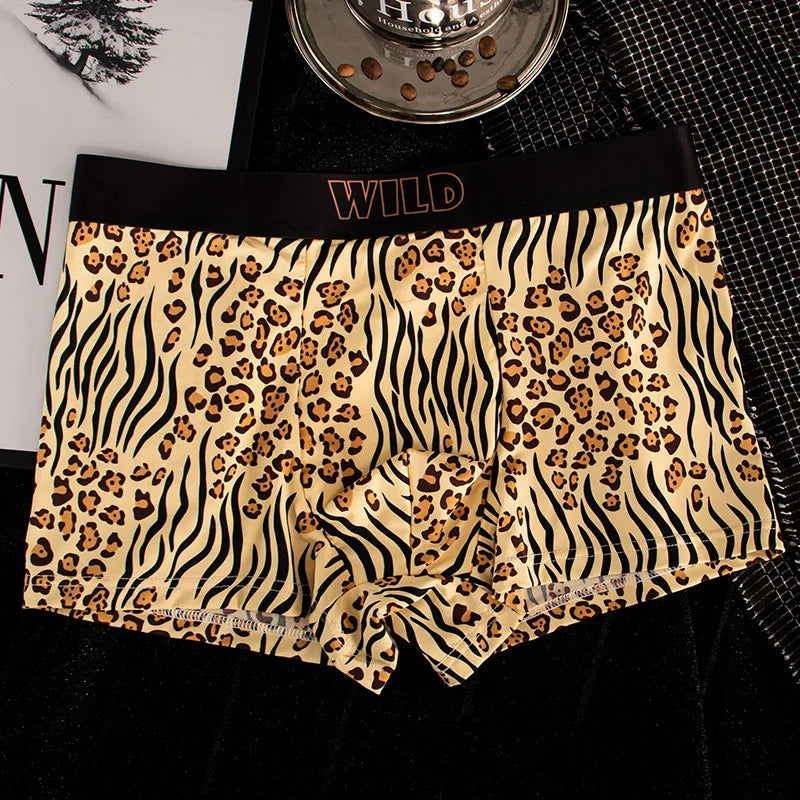 Leoparden-Print Herren Boxershorts | 1er oder 3er-Pack Bequeme Baumwollunterwäsche | Atmungsaktive Boxershorts | Größen M–XXL Kaufschwan® Gelb M