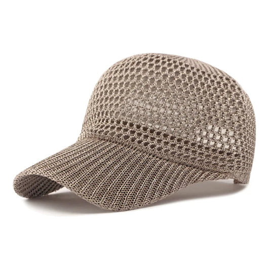 Einfarbige Atmungsaktive Baseballkappe | Sport Mesh Outdoor Baseballcap | Leicht & Verstellbar Kaufschwan® Khaki Einstellbar