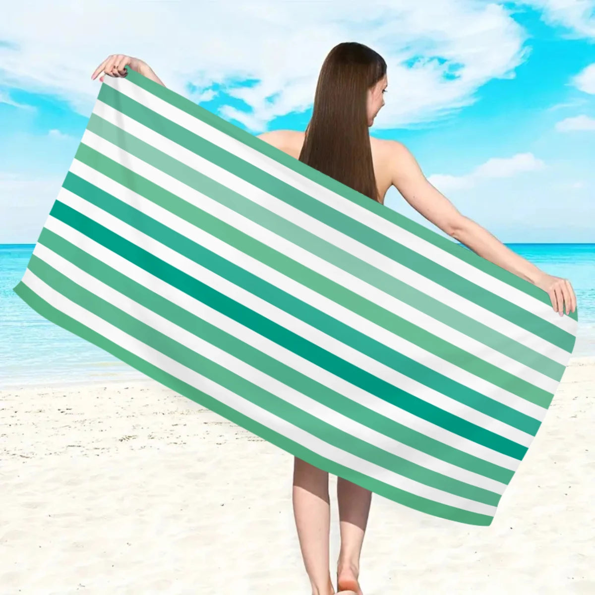 Modisches Großes Gestreiftes Strandtuch – Schnell Trocknend & Saugfähig | Weiches Schwimm- & Badehandtuch in Mehreren Farben