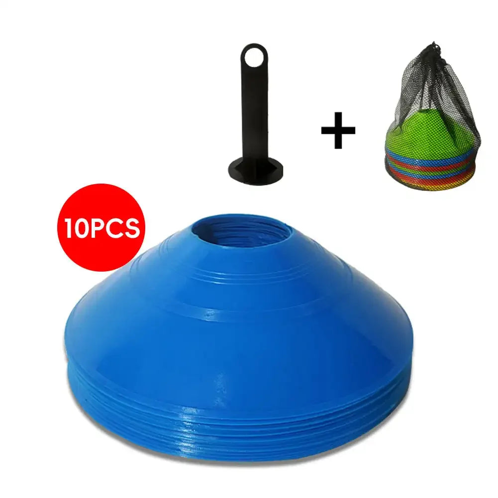 10er Set Trainingskegel – Fußball & Agility Trainingsausrüstung für Kinder & Profis | Sportmarkierungen für Geschwindigkeits- & Koordinationsübungen Kaufschwan® 10 Stück Blau Set