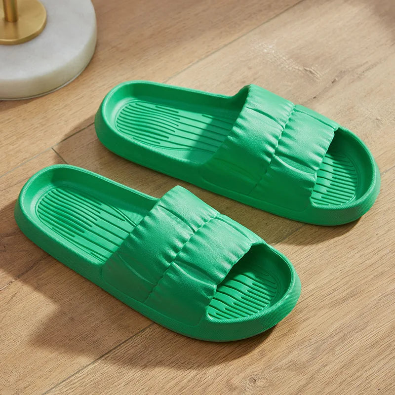 Damen Sommer Sandalen mit dicker Sohle | Leise Weichsohlen-Hausschuhe | Rutschfeste Indoor-Sandalen & Herren-Flip-Flops Kaufschwan® Design 2 Grün 36-37