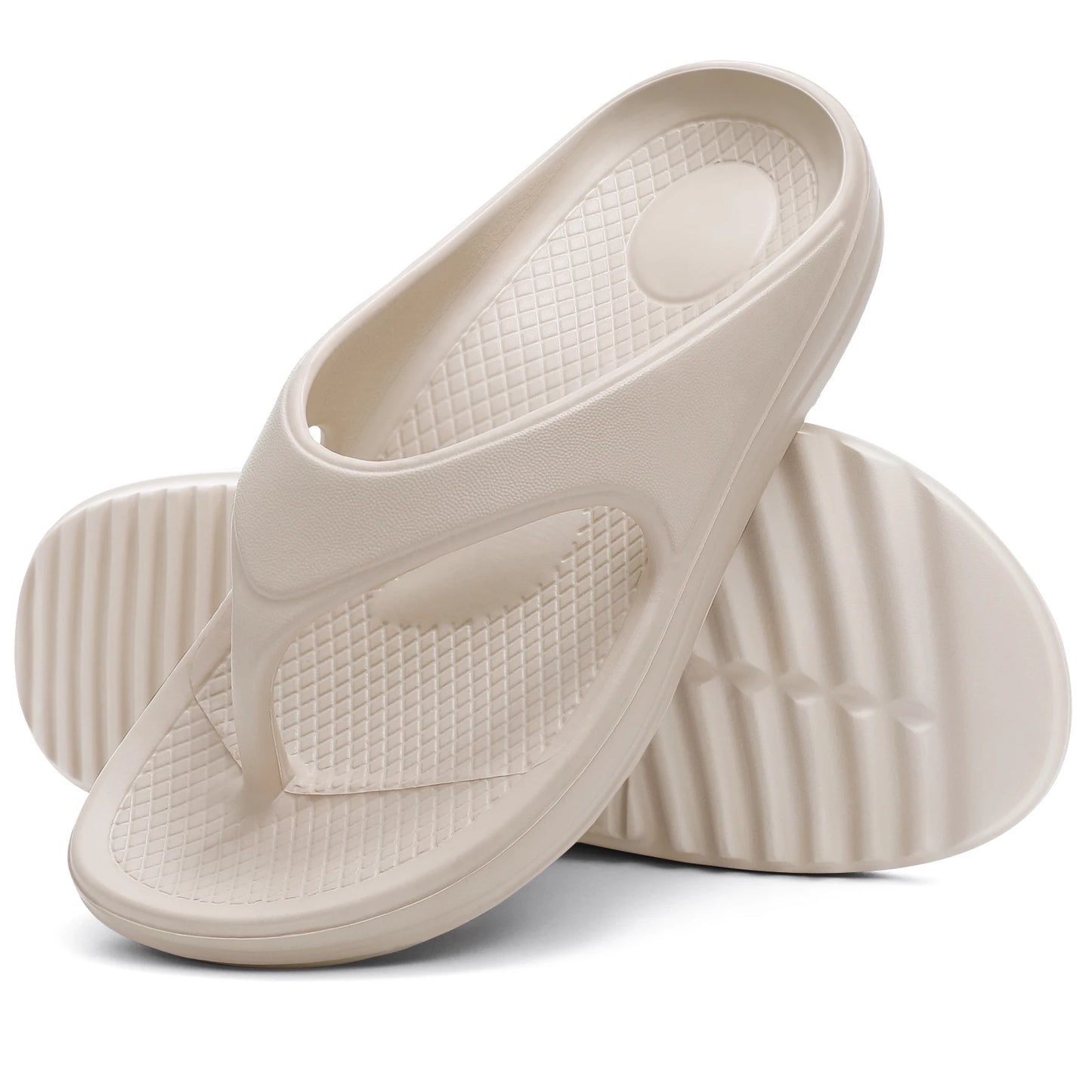 Weiche Orthopädische Damen-Flip-Flops | Sommer-Sandalen mit Fußgewölbeunterstützung | Weiche Erholungsschuhe für Strand & Alltag Kaufschwan® Helles Beige 39
