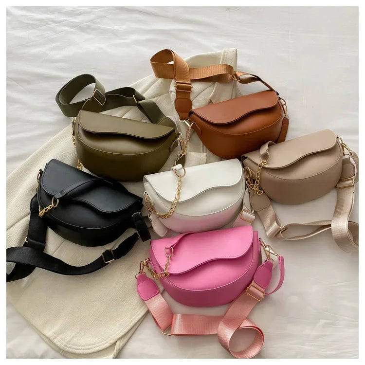 Damen Vintage Doppelriemen Schultertasche – Einfarbige PU Leder Crossbody Handtasche & Geldbörse