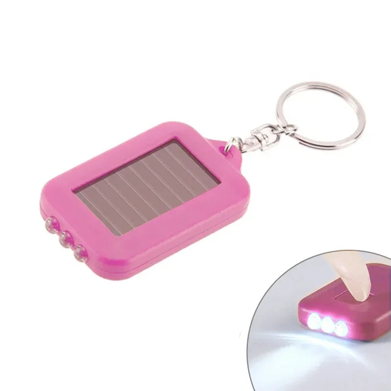 Tragbare LED-Schlüsselanhänger-Solarlampe – Mini-Taschenlampe mit Schlüsselring | Solarbetriebenes Licht für Outdoor, Wandern & Alltag Kaufschwan® Pink
