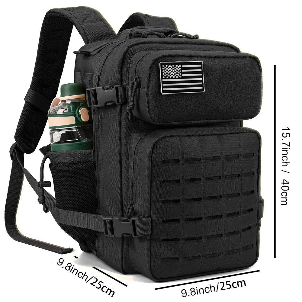 25L Rucksack | Outdoor Survival, Wandern & Fitness | Rucksack für Damen & Herren mit Doppel-Flaschenhalter Kaufschwan®