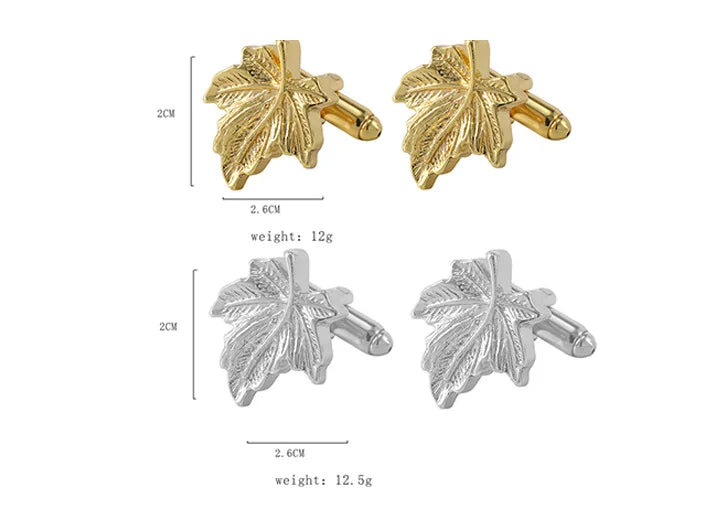 Herren Manschettenknöpfe – Ahornblatt Design | Elegante Metall Ärmelknöpfe im Retro-Stil für Hemden & Geschenke Kaufschwan®