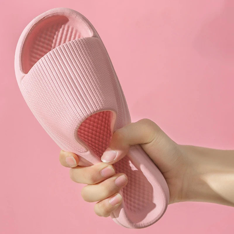 Damen Sommer Sandalen mit dicker Sohle | Leise Weichsohlen-Hausschuhe | Rutschfeste Indoor-Sandalen & Herren-Flip-Flops Kaufschwan® Rosa 40-41