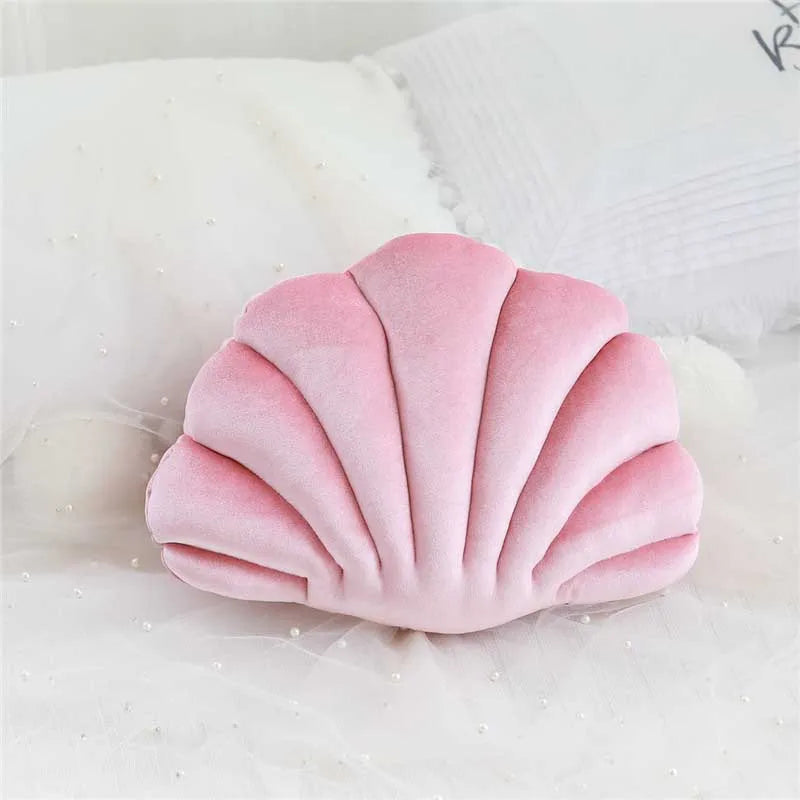 Velours Kissen mit Füllung für Wohnkultur | Sofa Kissen mit Muschel Design | Geschenk | 32x25cm Kaufschwan® Rosa