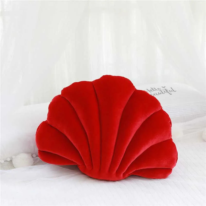 Velours Kissen mit Füllung für Wohnkultur | Sofa Kissen mit Muschel Design | Geschenk | 32x25cm
