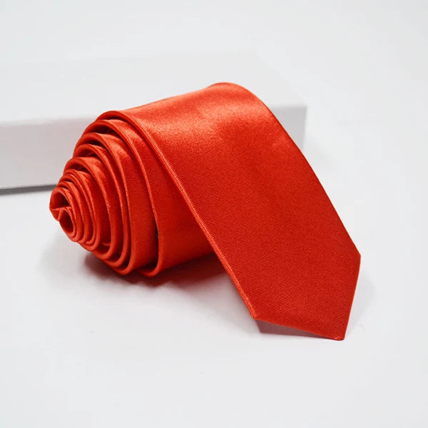 Herren Schmale Krawatte – 38 Farben Polyester-Krawatte | Elegante Einfarbige Cravate für Business, Büro & Formelle Anlässe Kaufschwan® Leuchtendes Rot