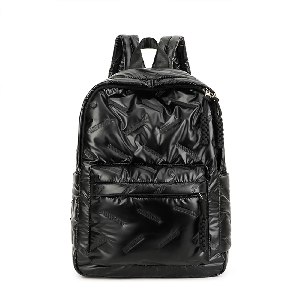 Knitter-Optik Rucksack für Damen | Großraum Studenten- & Reisetasche | Freizeit Laptop-Rucksack für Schule & Pendeln Kaufschwan® Schwarz