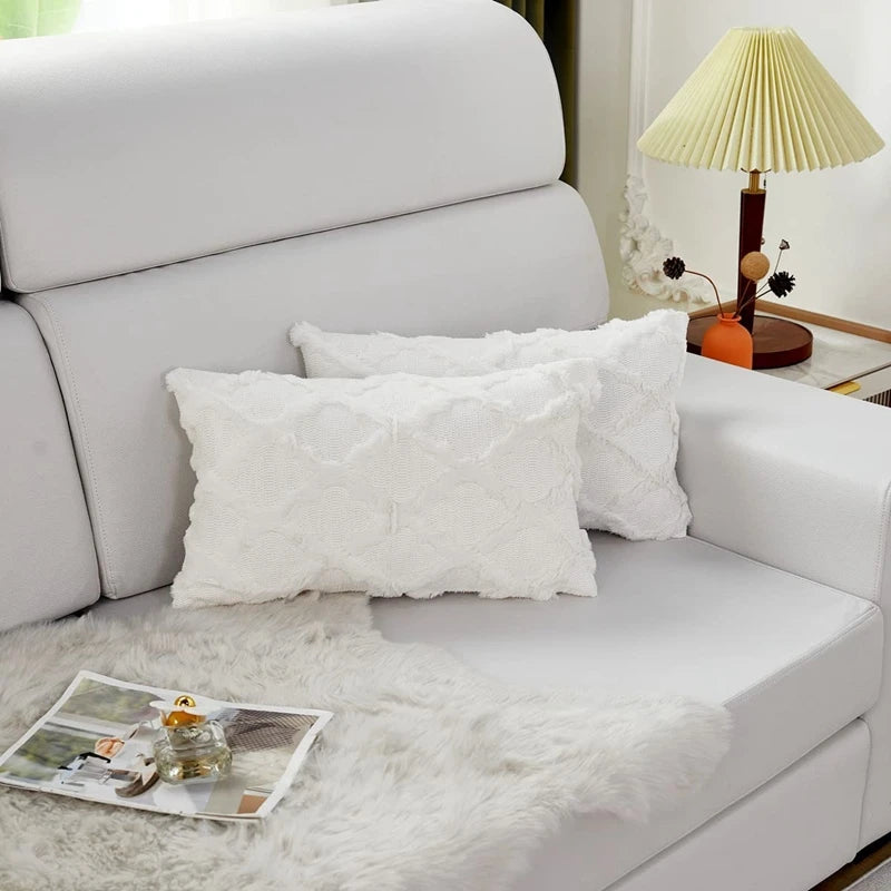 Weiche Plüsch-Wollkissenbezüge | Luxus Stil Kissenhüllen | Europäische Dekoration für Sofa & Schlafzimmer | Creme & Khaki Weihnachten Kaufschwan®