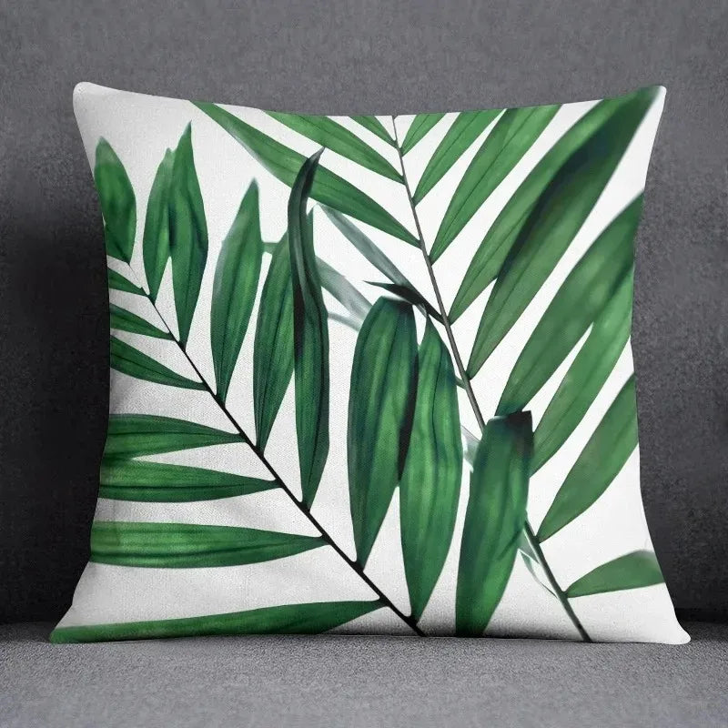 Dekokissenbezug mit Grünem Blattmuster | Sofakissen & Bettkissenhülle | Natur-inspirierte Wohn- & Schlafzimmerdeko Kaufschwan® Design 1 50x50cm