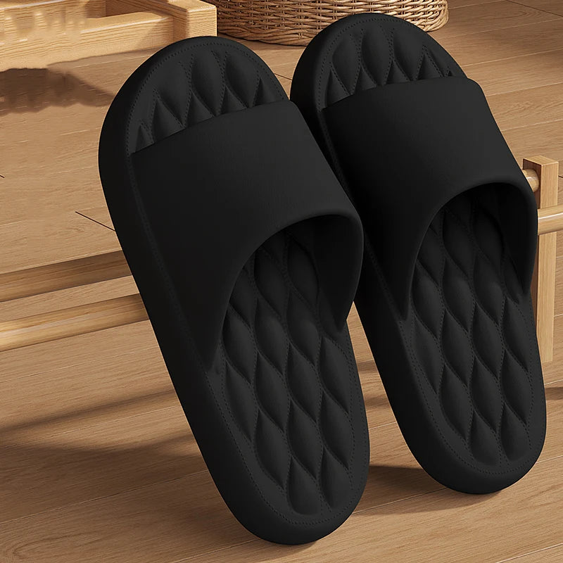 Große Größe 48–49 Sommer-Hausschuhe | Rutschfeste EVA-Bad-Slides | Leichte Strandsandalen für Damen & Herren | Partner-Schuhe Kaufschwan® Schwarz 40-41