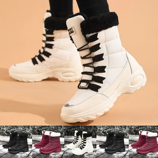 Damen Winter Schneestiefel – Wasserdichte Mittelhohe Stiefel | Hochwertige Kunstfell Gefütterte Wanderstiefel für Damen