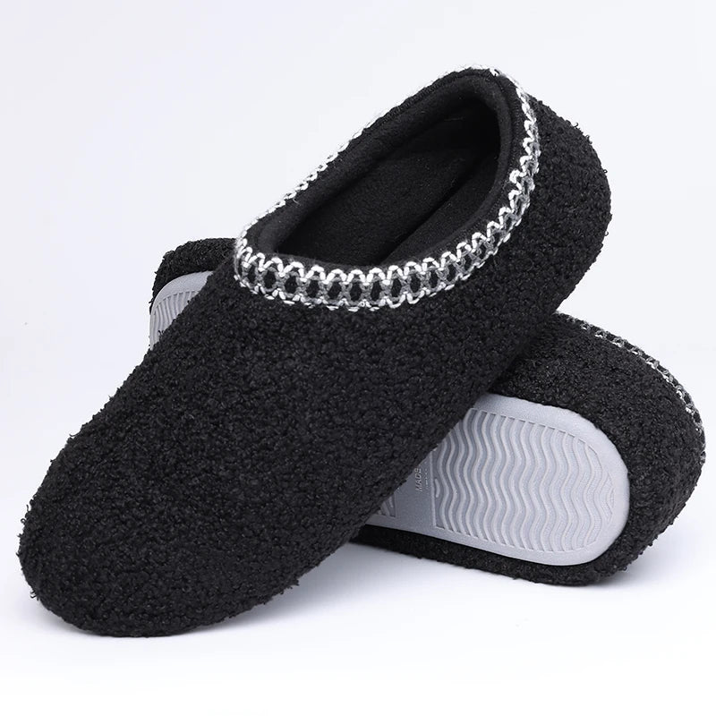 Winter-Hausschuhe für Damen | Warme Modische Flache Schuhe | Rutschfeste & Verschleißfeste Outdoor-Slipper Kaufschwan® Schwarz 43