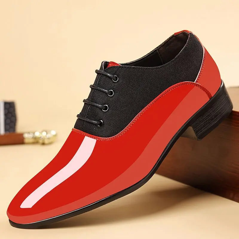 Herren Lackleder-Spitzschuhe – Elegante Luxus-Businessschuhe | Formelle Designer-Schuhe für Büro & Gesellschaft im Frühjahr & Herbst Kaufschwan® Rot 44