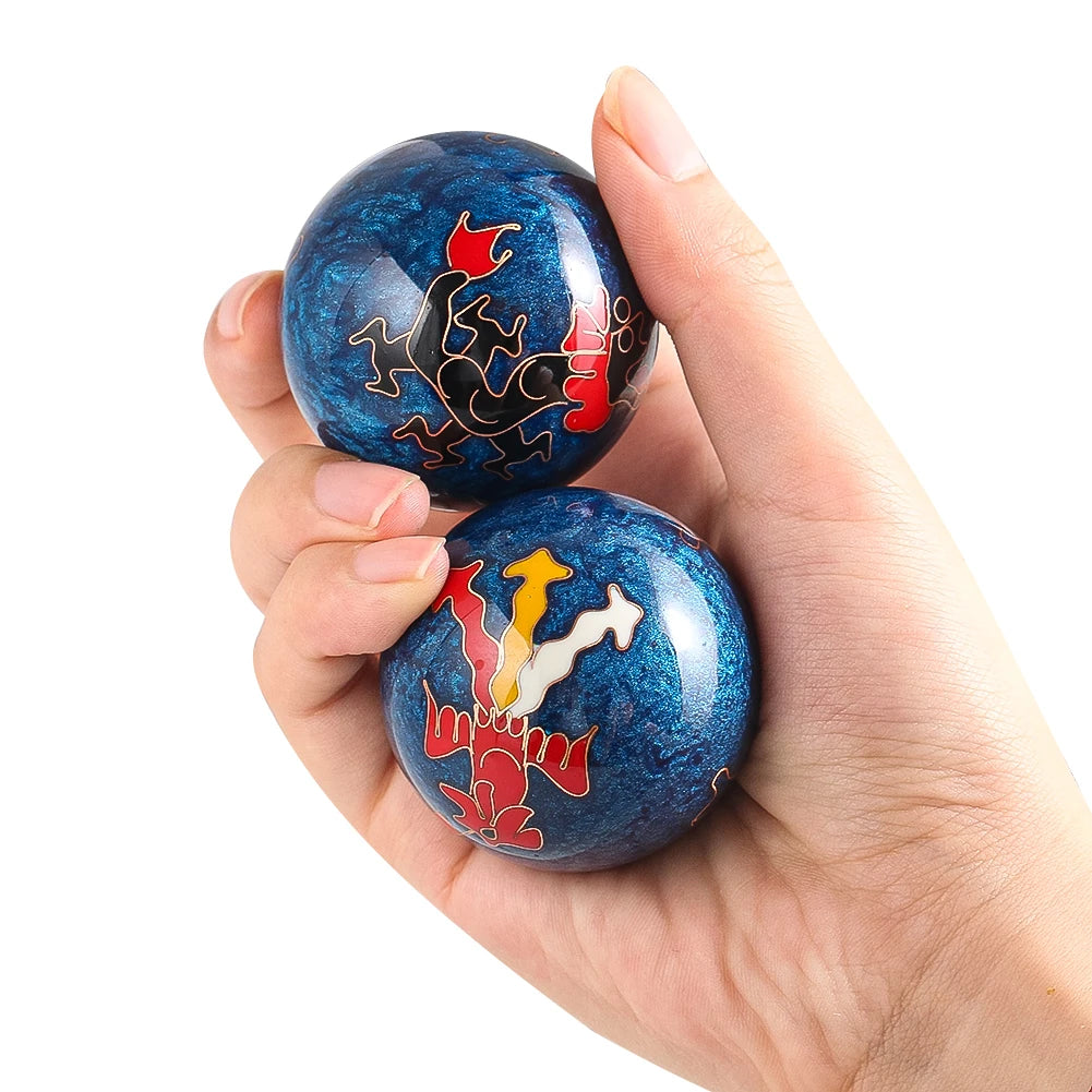 2 Stück Chinesische Drachen & Phönix Baoding-Bälle 47mm mit Klang – Handtherapie, Meditation & Stressabbau Gesundheitsbälle im Geschenkset Kaufschwan®