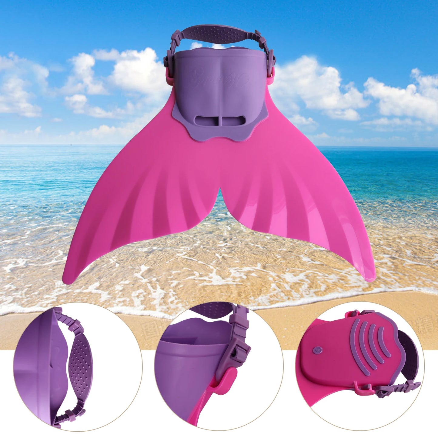 Kinder Meerjungfrau Monoflosse | Pinke Trainingsflosse | Membranflossen für Pool, Tauchen & Strandspaß Kaufschwan®