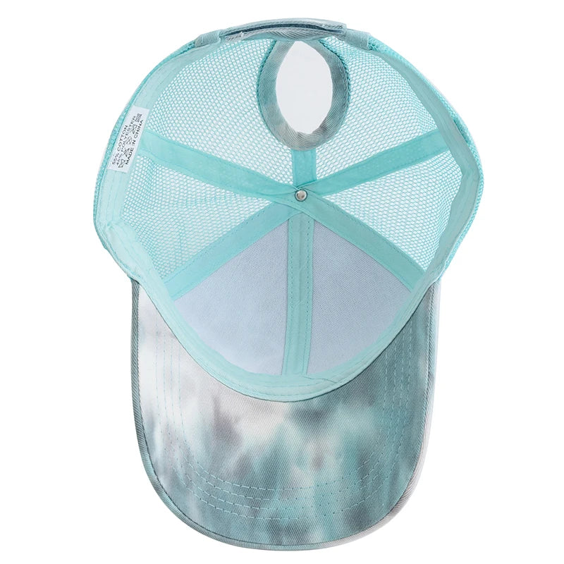 Neue Damen Ponytail Kappe | Tie-Dye Baseballkappe | Streetwear Trucker Hat Kaufschwan®