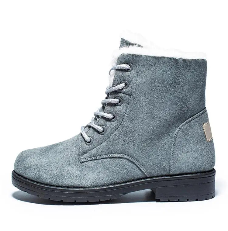 Damen Schneestiefel – Flache Plateau Winter Schuhe | Warme Kunstfell Gefütterte Plüsch Stiefel für Damen | Bequeme Winter Schuhe