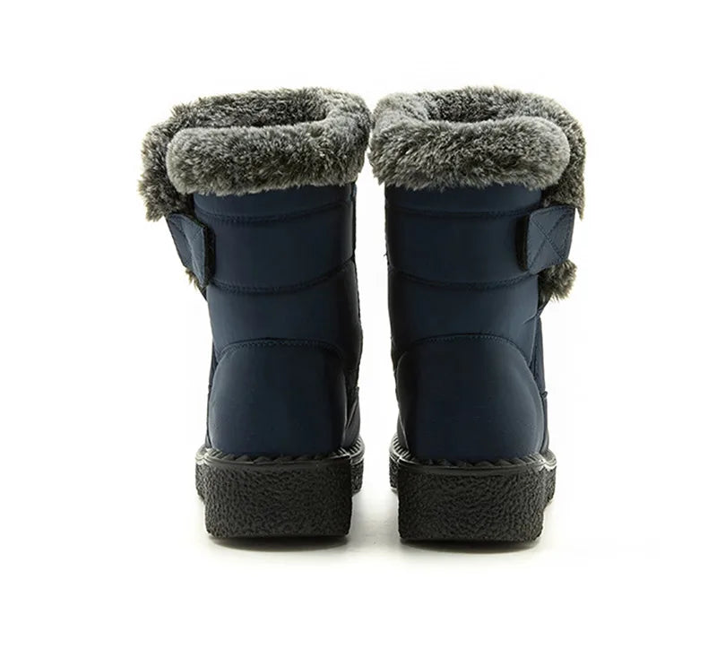 Damen Trendige Winterstiefel – Wasserdichte Knöchelstiefel mit Kunstfell Futter | Warme Low-Heel Schneestiefel für Damen