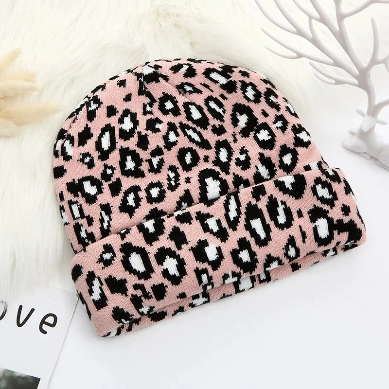 Dicke Leopard Jacquard Beanie Mütze – Trendige Unisex Strickmütze für Herbst & Winter | Warme Vintage Hip Hop Mütze für Damen & Herren Kaufschwan®