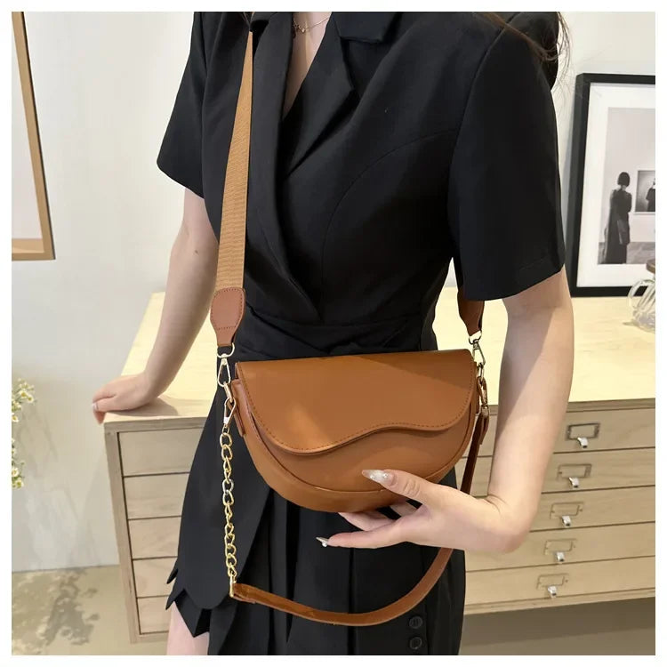 Damen Vintage Doppelriemen Schultertasche – Einfarbige PU Leder Crossbody Handtasche & Geldbörse Kaufschwan®