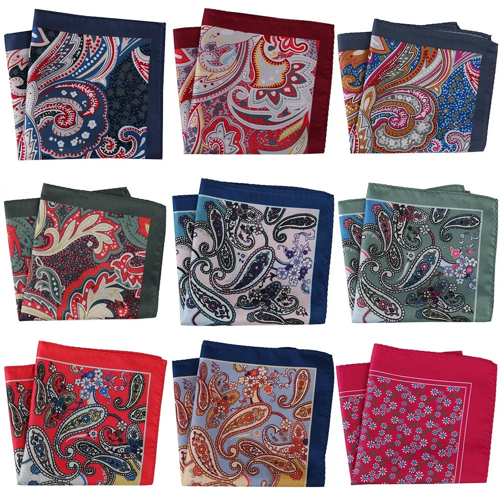 Großes 30×30CM Herren Einstecktuch – Mehrfarbig Bedruckt mit Blumen-, Paisley-, Hahnentritt- & Geometrischem Muster Kaufschwan®